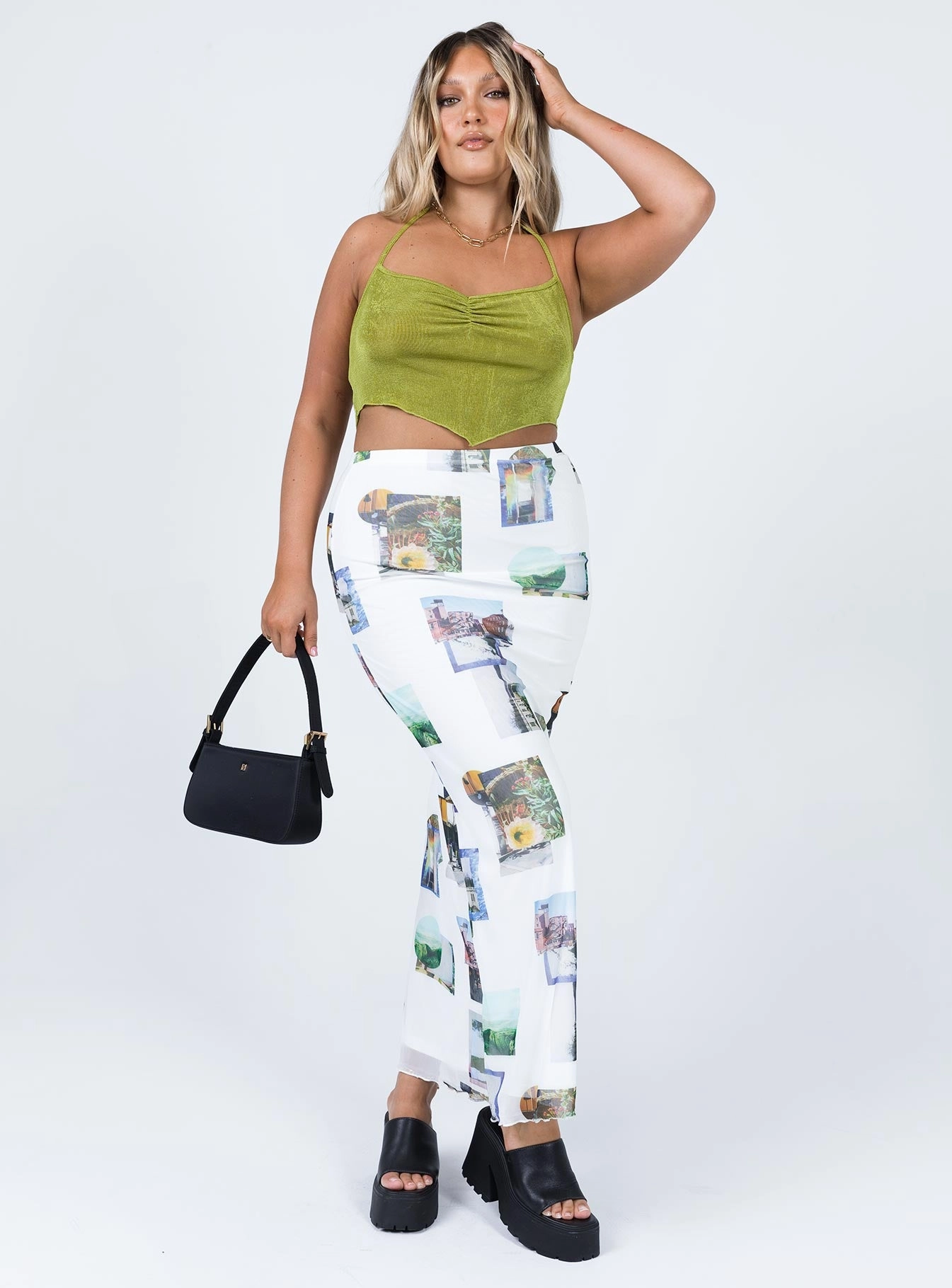 Adjustable Hem Through My Eyes Maxi Skirt White