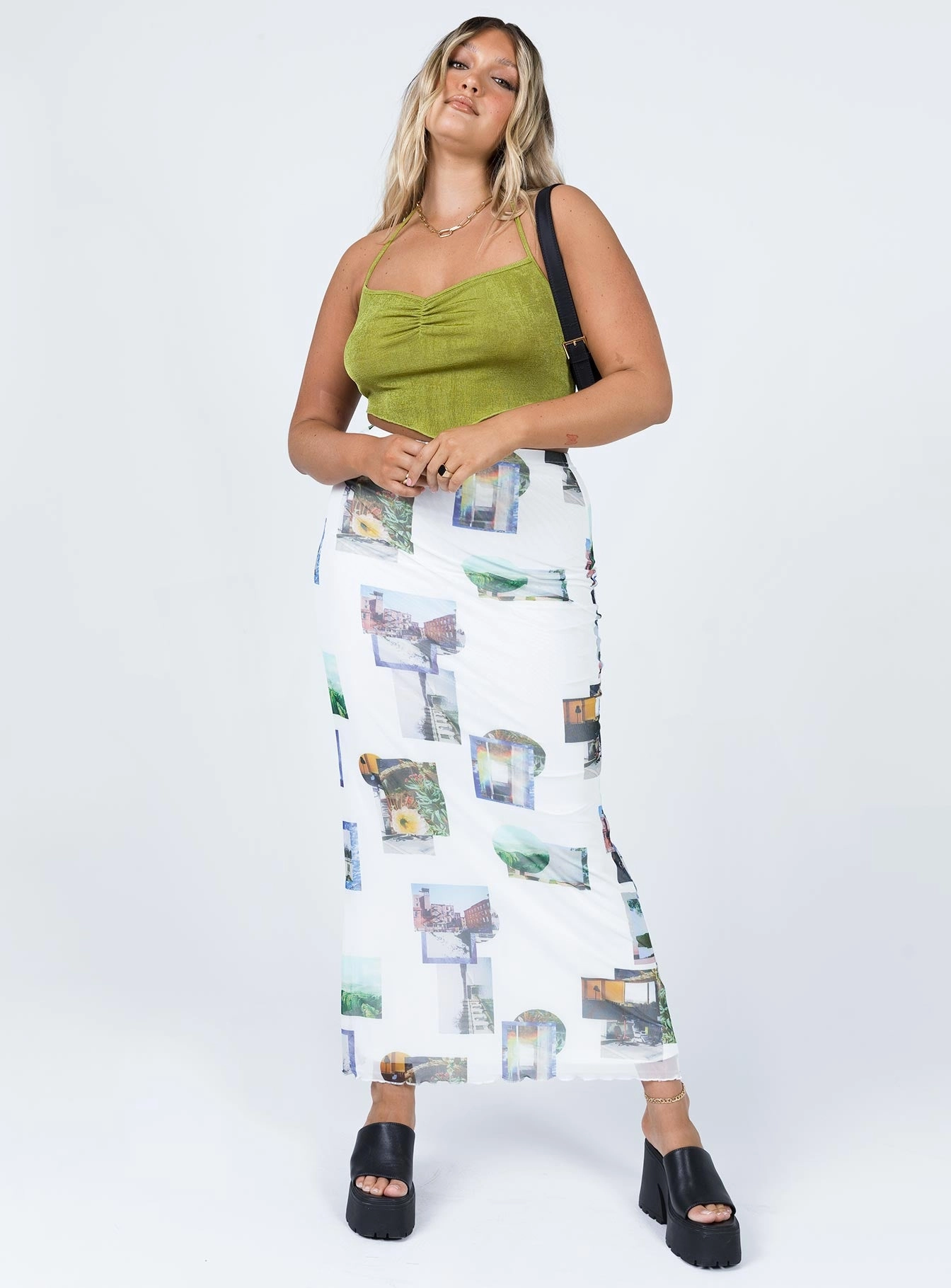 Through My Eyes Maxi Skirt White Editorial Look