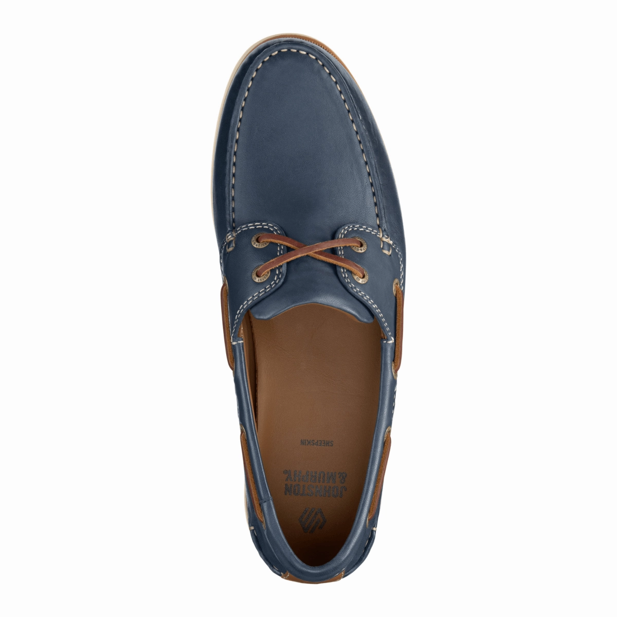 School Go Johnston & Murphy Men's Monaco 2-Eye Boat Shoe Navy Glove Leather