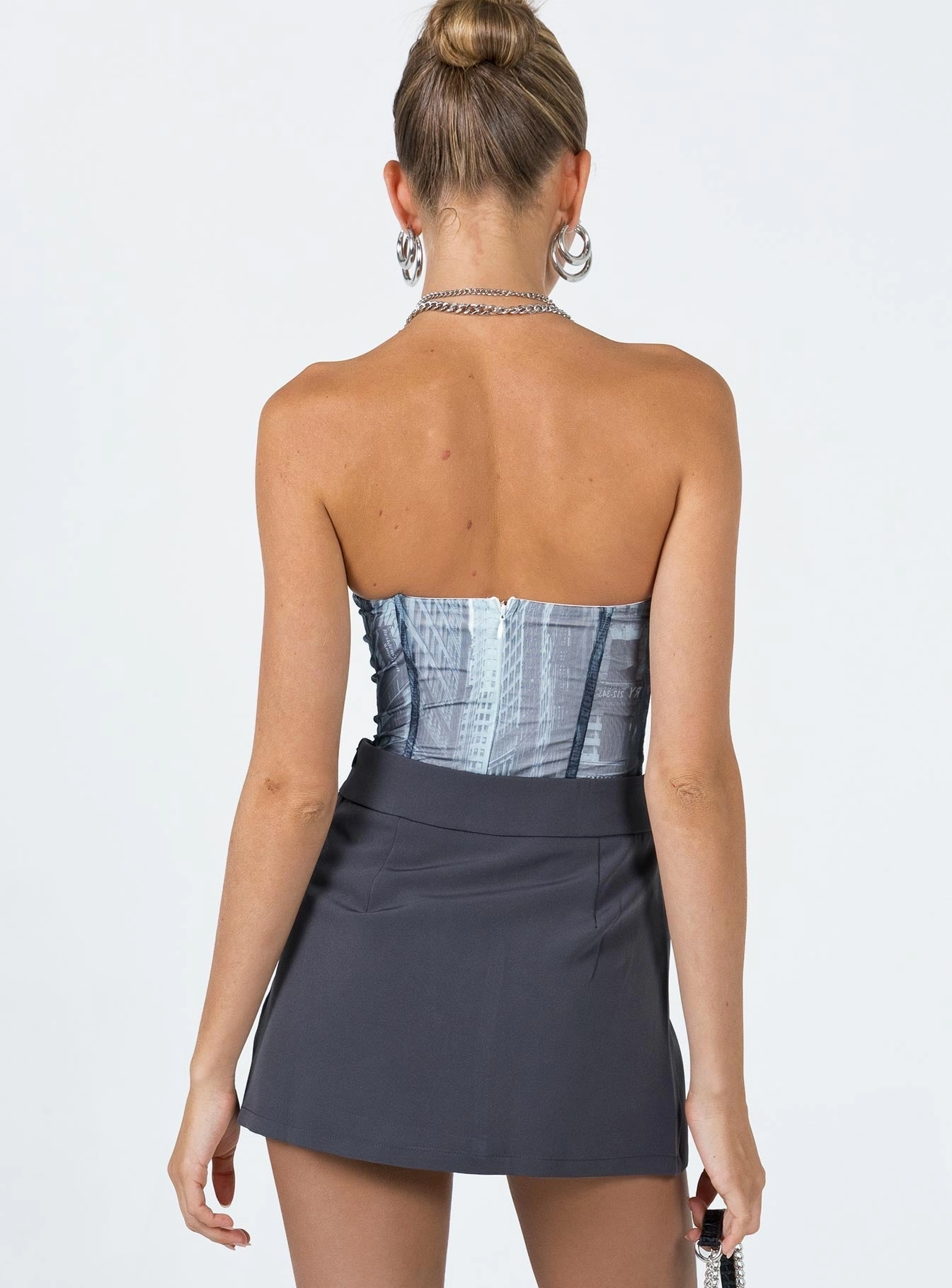 Easton V Front Mini Skirt Slate Laidback Mood