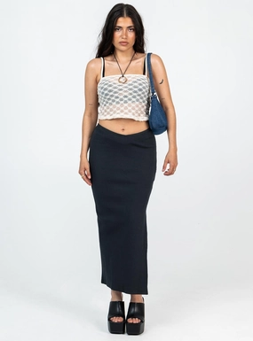 Button Details Modern Tones Abigail Midi Skirt Black Petite