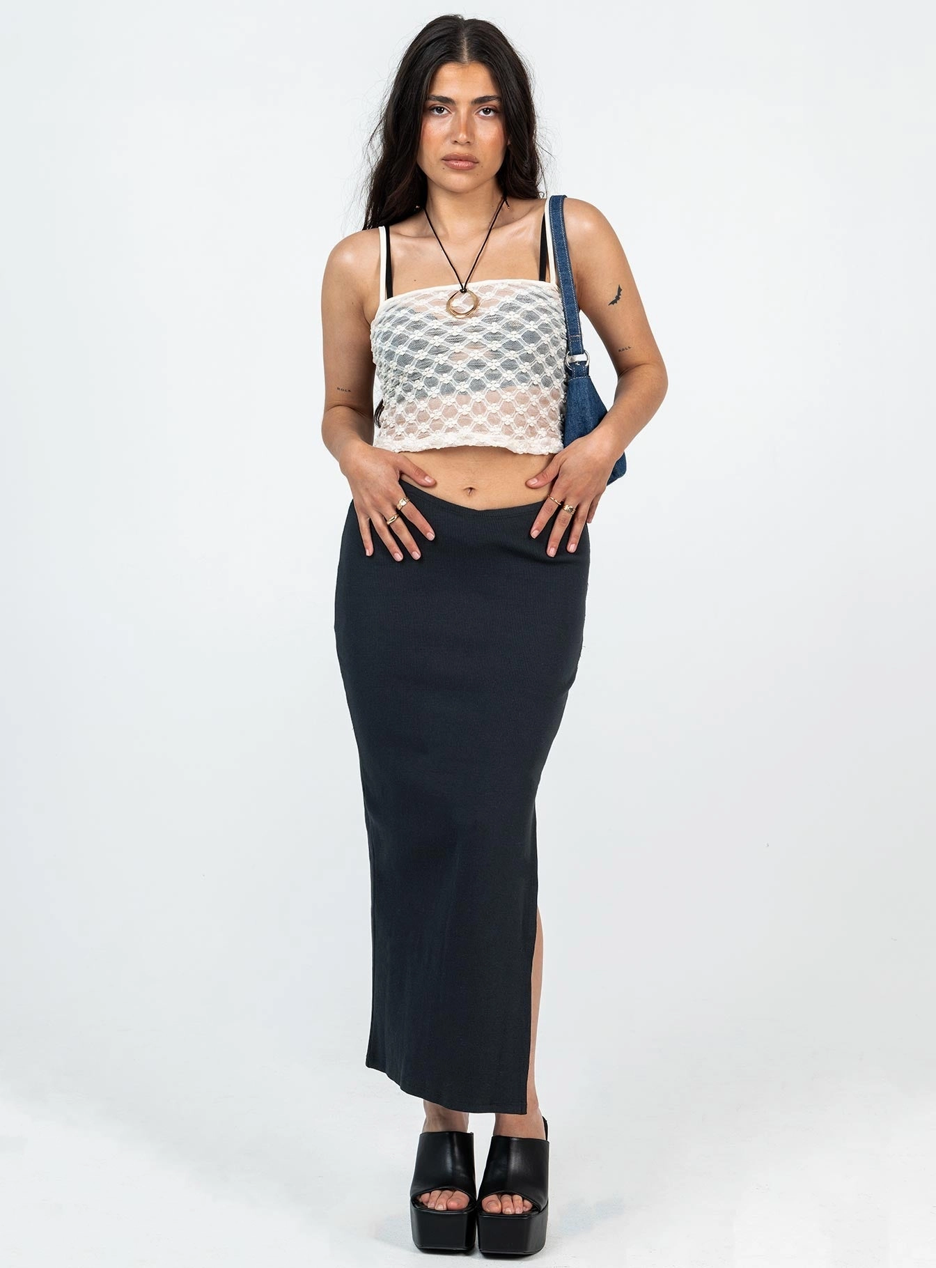 Stylist Pick Easy Fashion Abigail Midi Skirt Black Petite