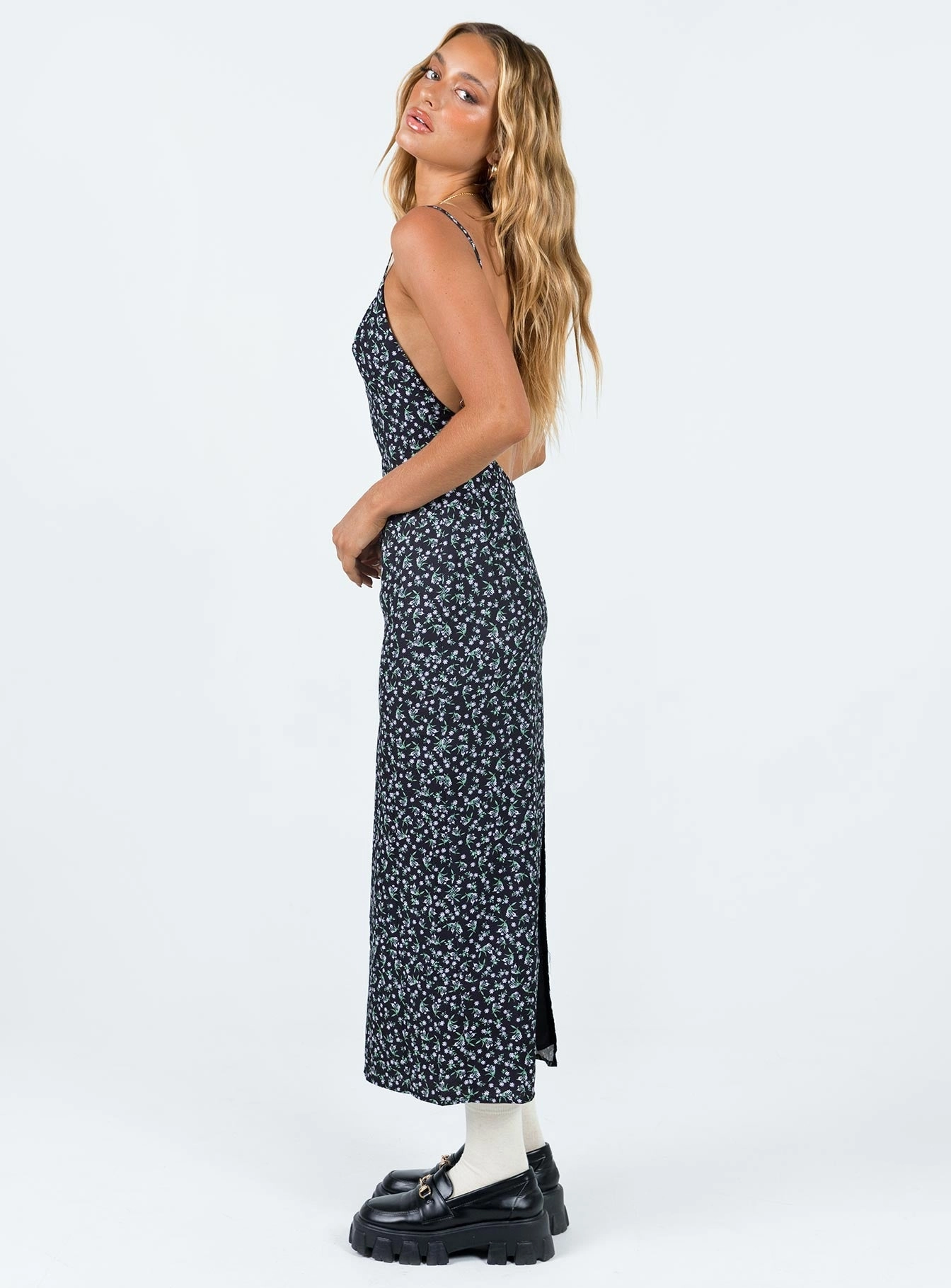 Arkana Maxi Dress Black Floral Pure Aesthetic
