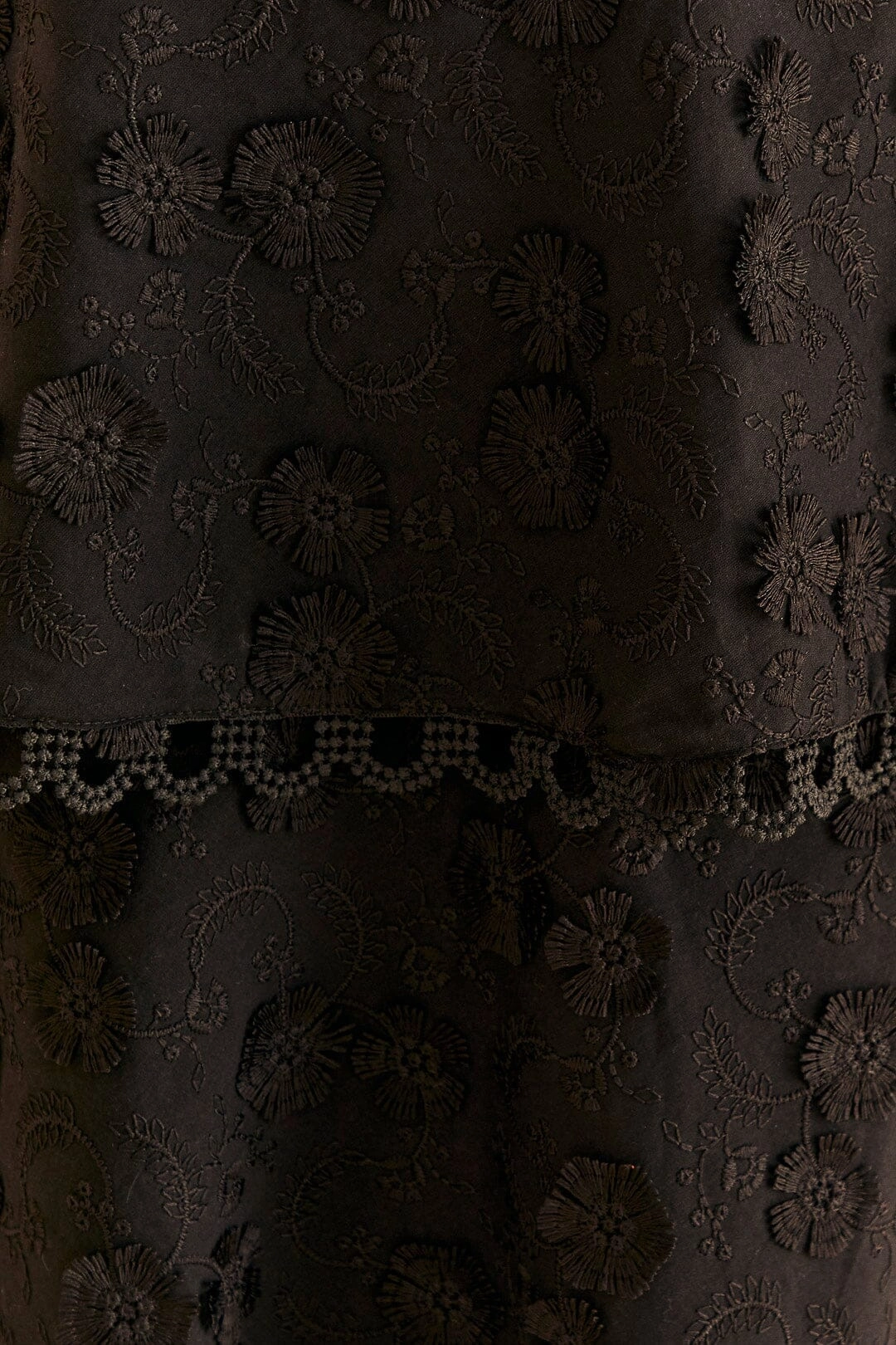 Sleek Appeal Black 3d Flower Tiered Maxi Skirt