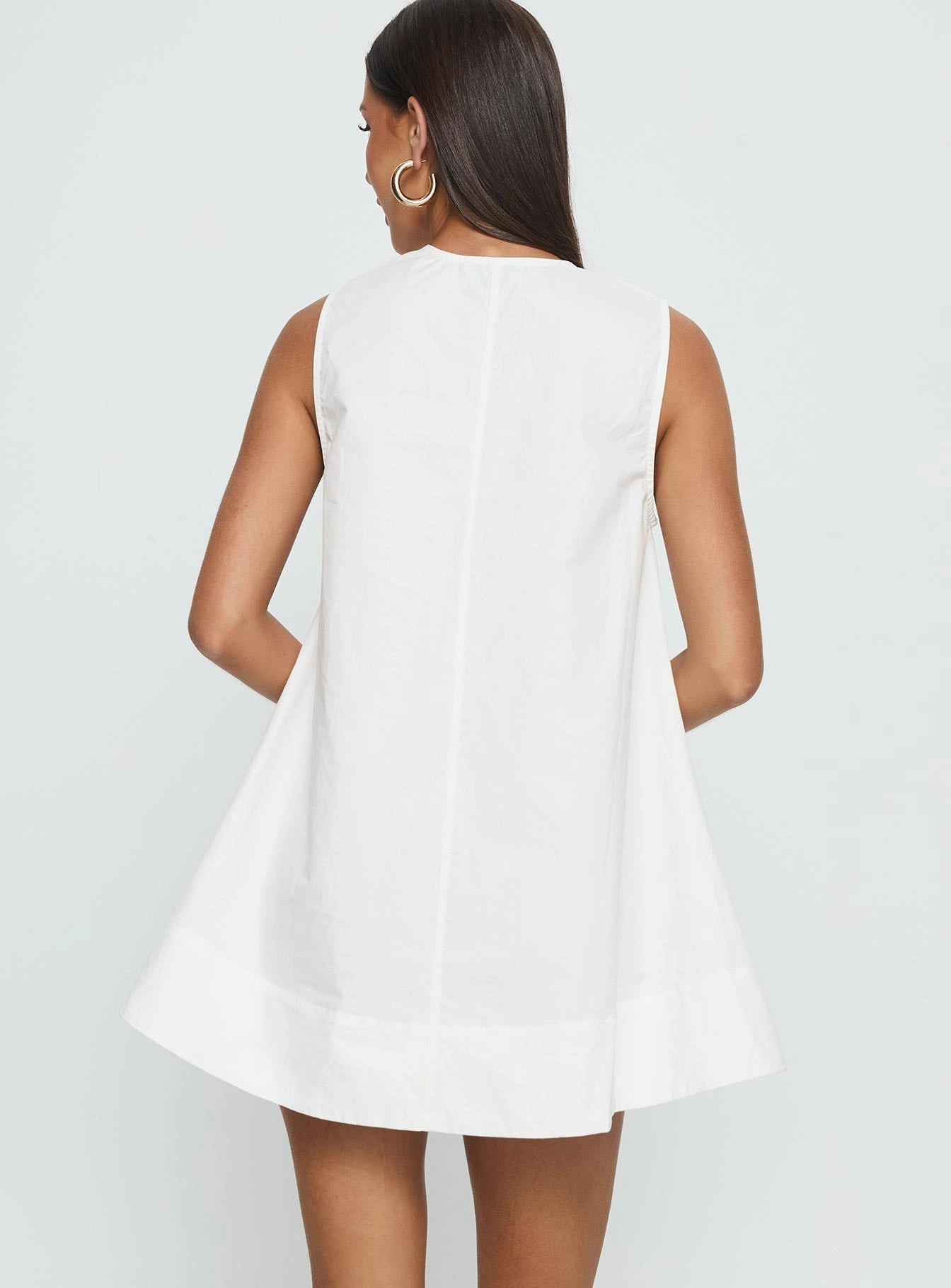 Handmade QuickReleaseClasp Eberta Ruched Baby Doll Mini Dress White