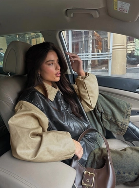 Stretch Fabric Nirvana Bomber Jacket Camel