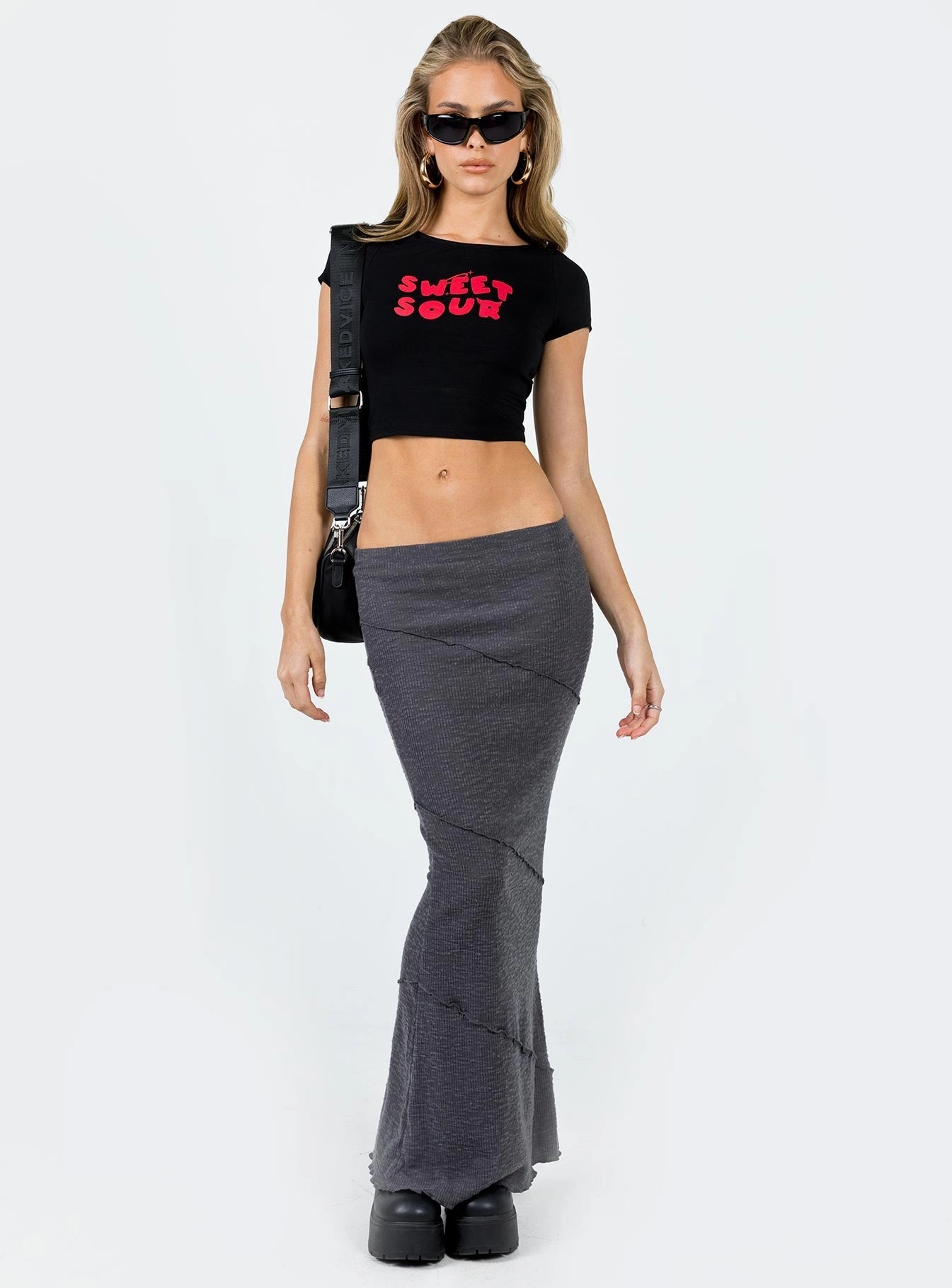 Comfortable Feel Non Restrictive Fit Oscar Maxi Skirt Grey