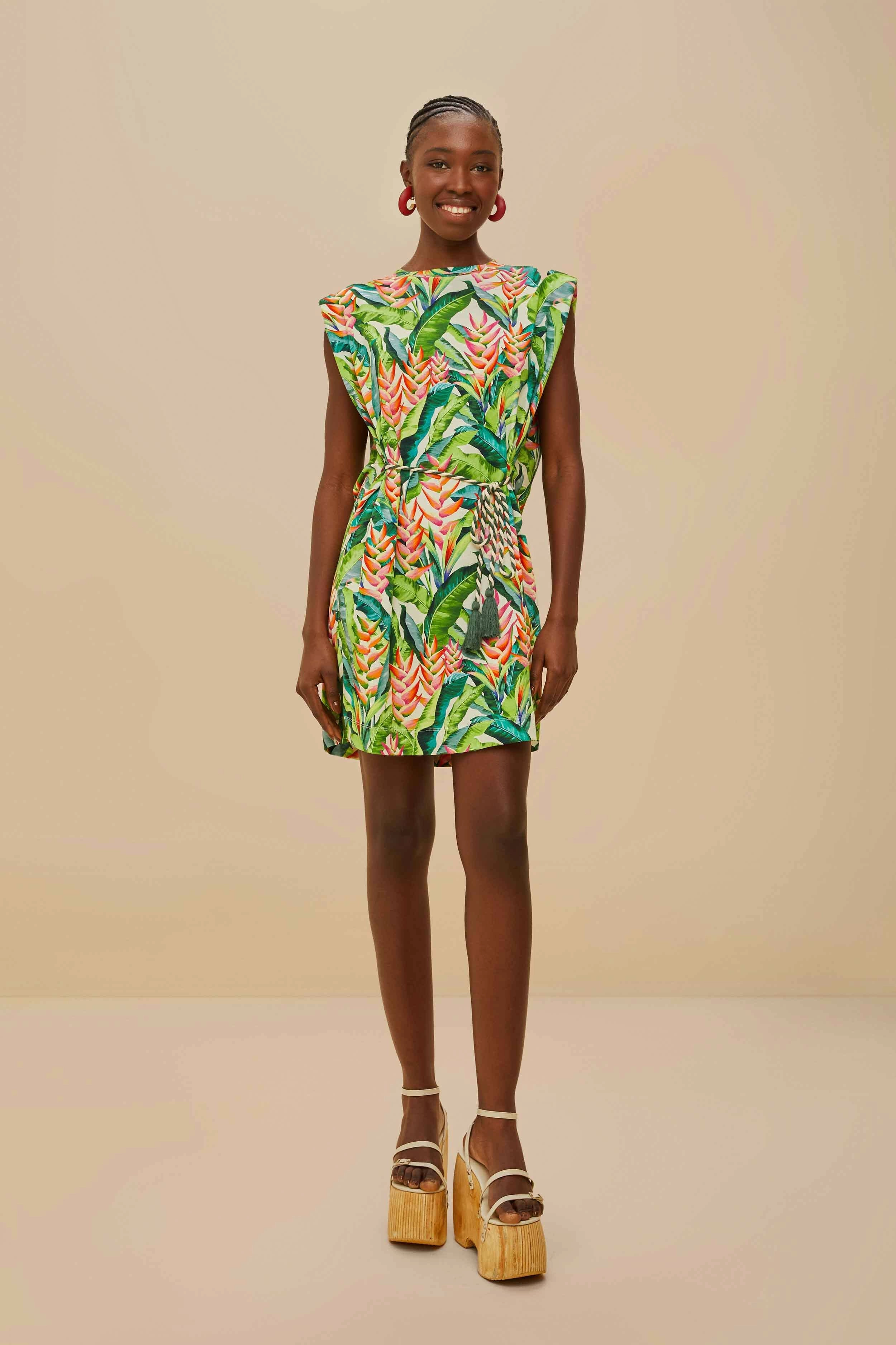 Off-White Heli Leaves Organic Cotton T-Shirt Mini Dress Fashion Forward