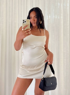 Airy Silk Chanelle Mini Dress Champagne
