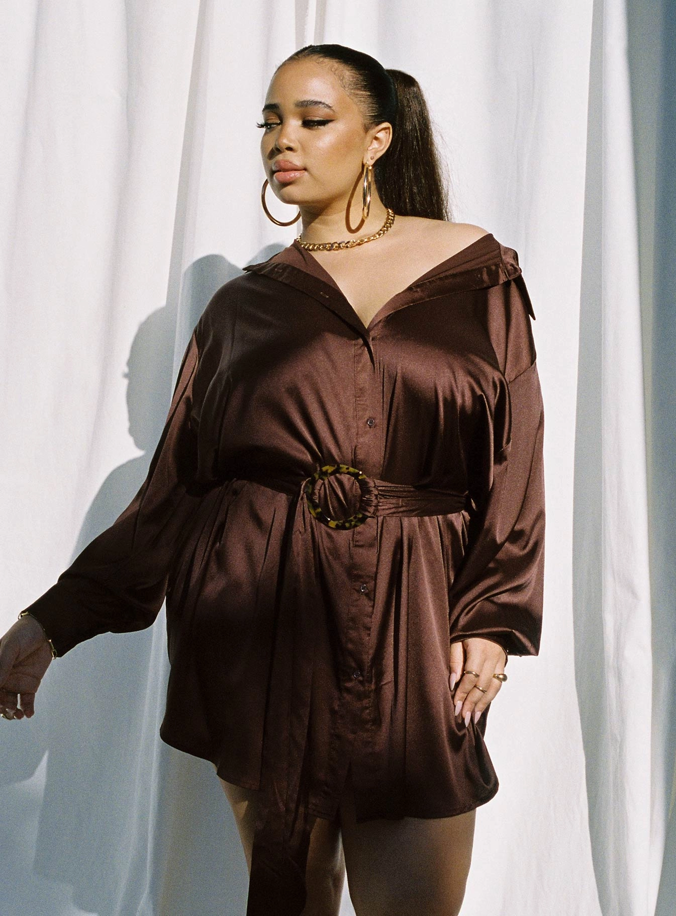 Trendy Fit Leighton Mini Dress Brown Curve