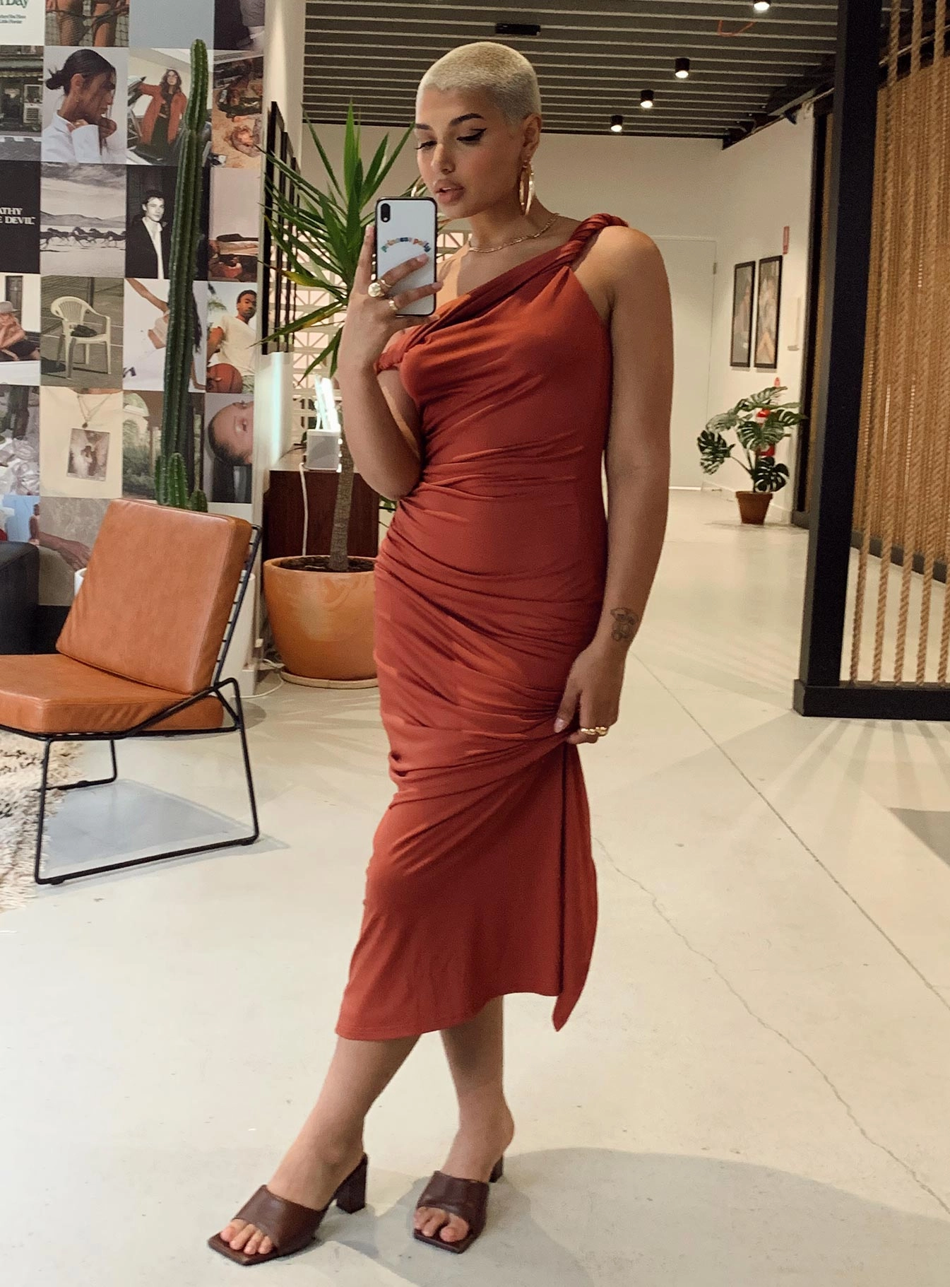 Danyon Midi Dress Burgundy Minimal Cut Sweetheart-Neck