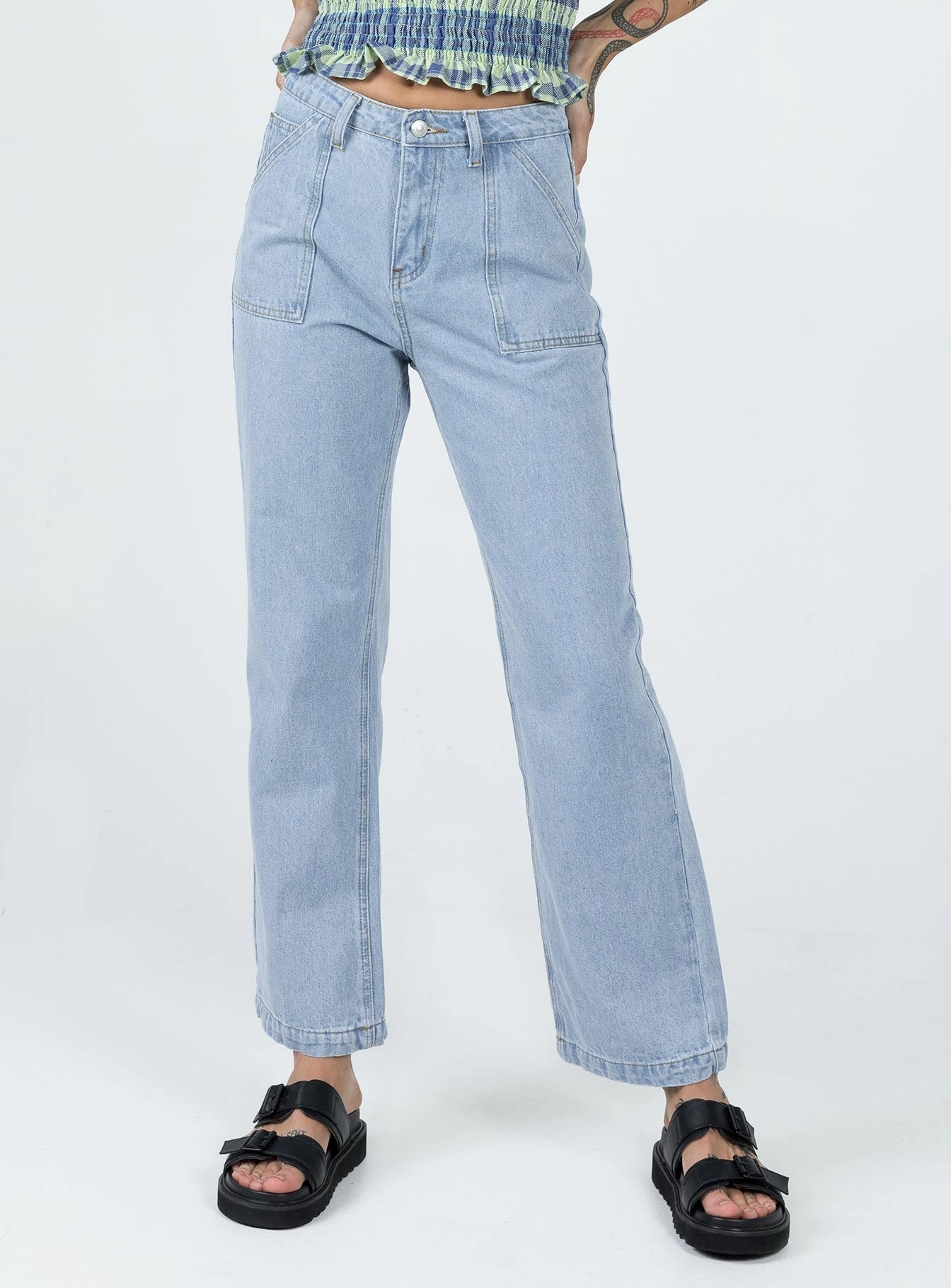 Effie Cargo Staight Leg Jean Denim Clean Style