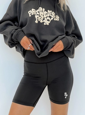 warm tones CompactPackable Princess Polly Bike Shorts Bubble Text Black Sand