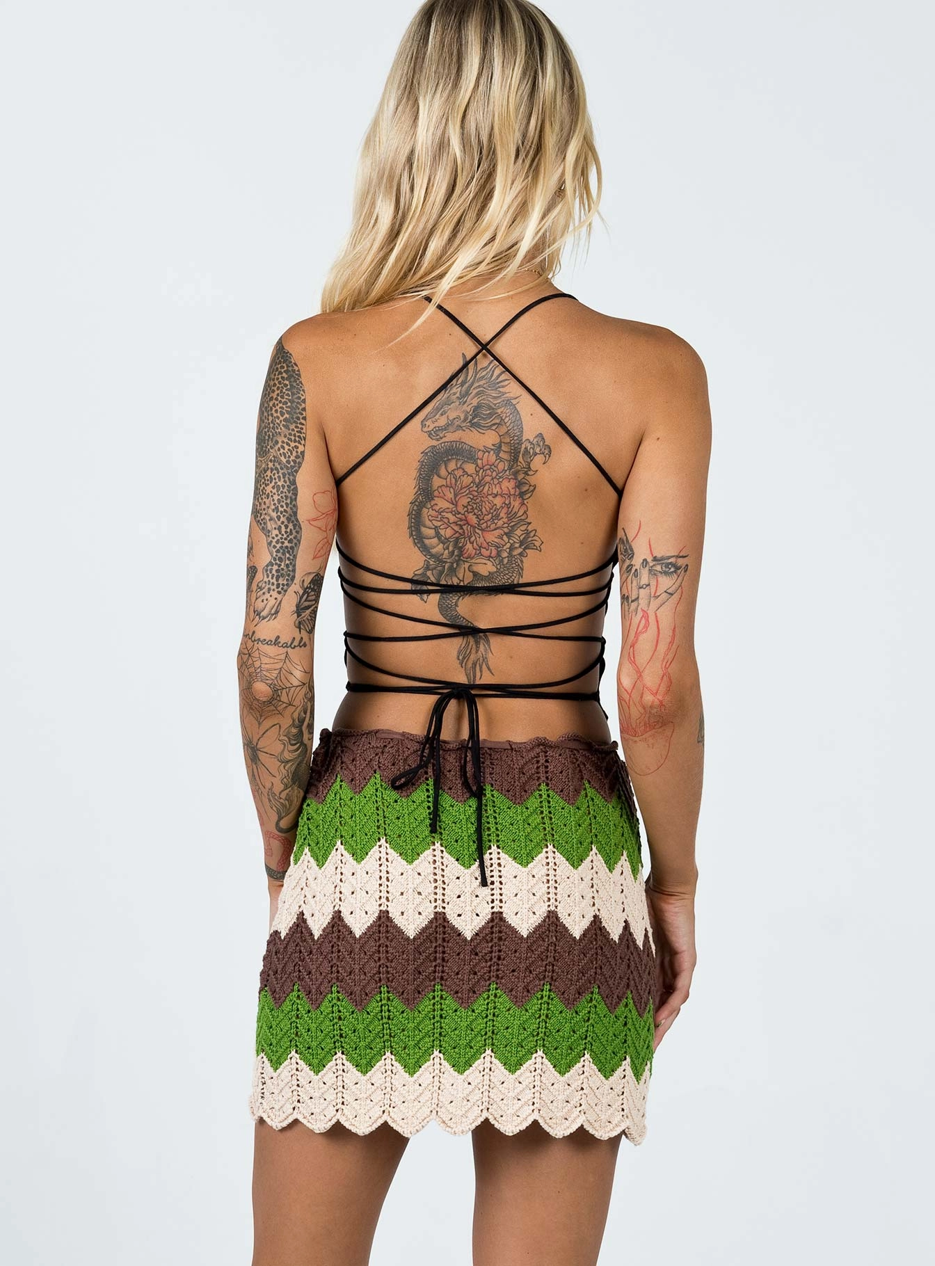 Reinforced Hems Twist Knot Details Pahoma Crochet Mini Skirt Multi