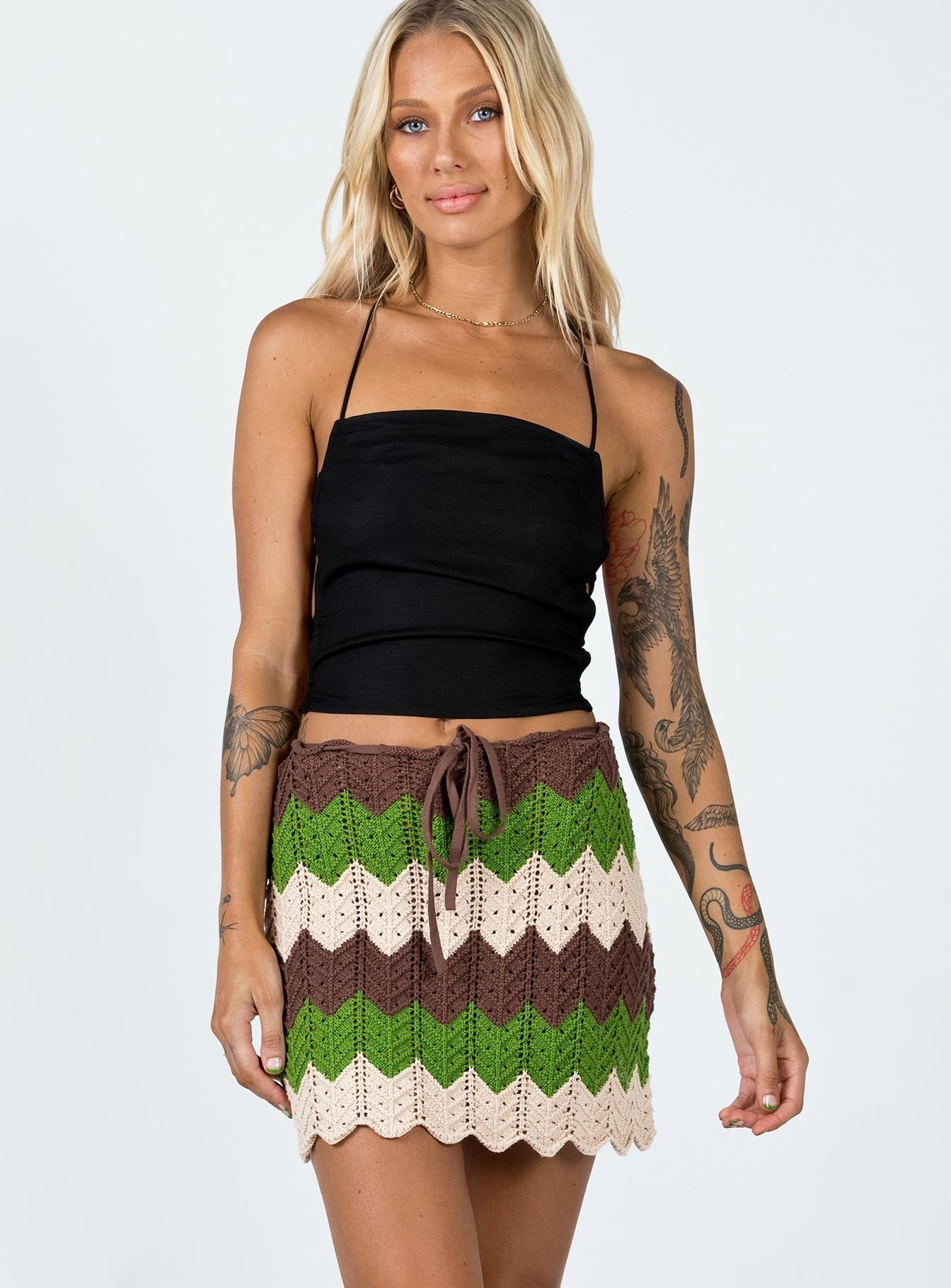 Pahoma Crochet Mini Skirt Multi casual finish Friction Free