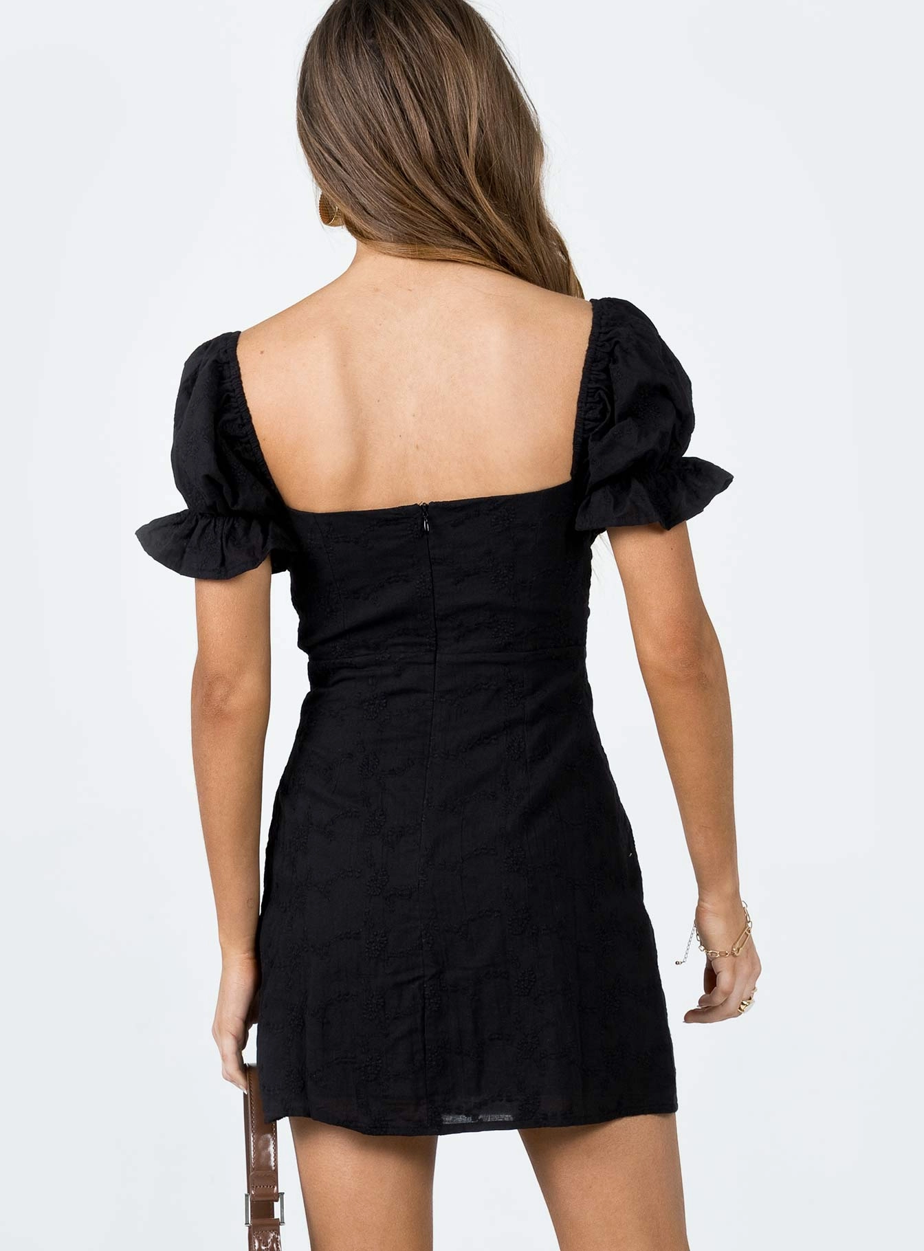 Understated Charm White Rose Mini Dress Black
