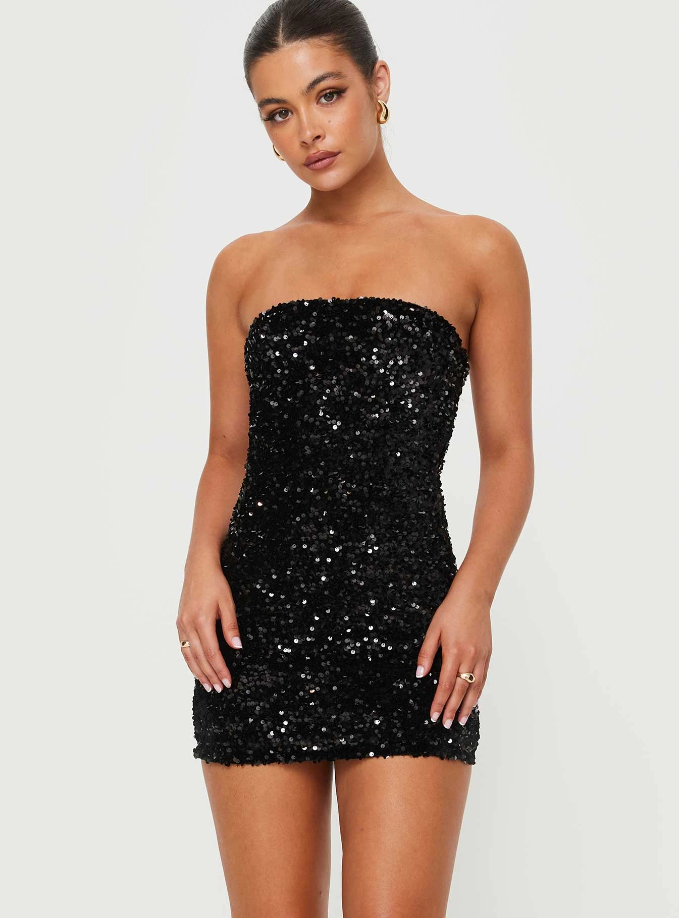 Eldoni Strapless Mini Dress Black Flattering Fit Wear