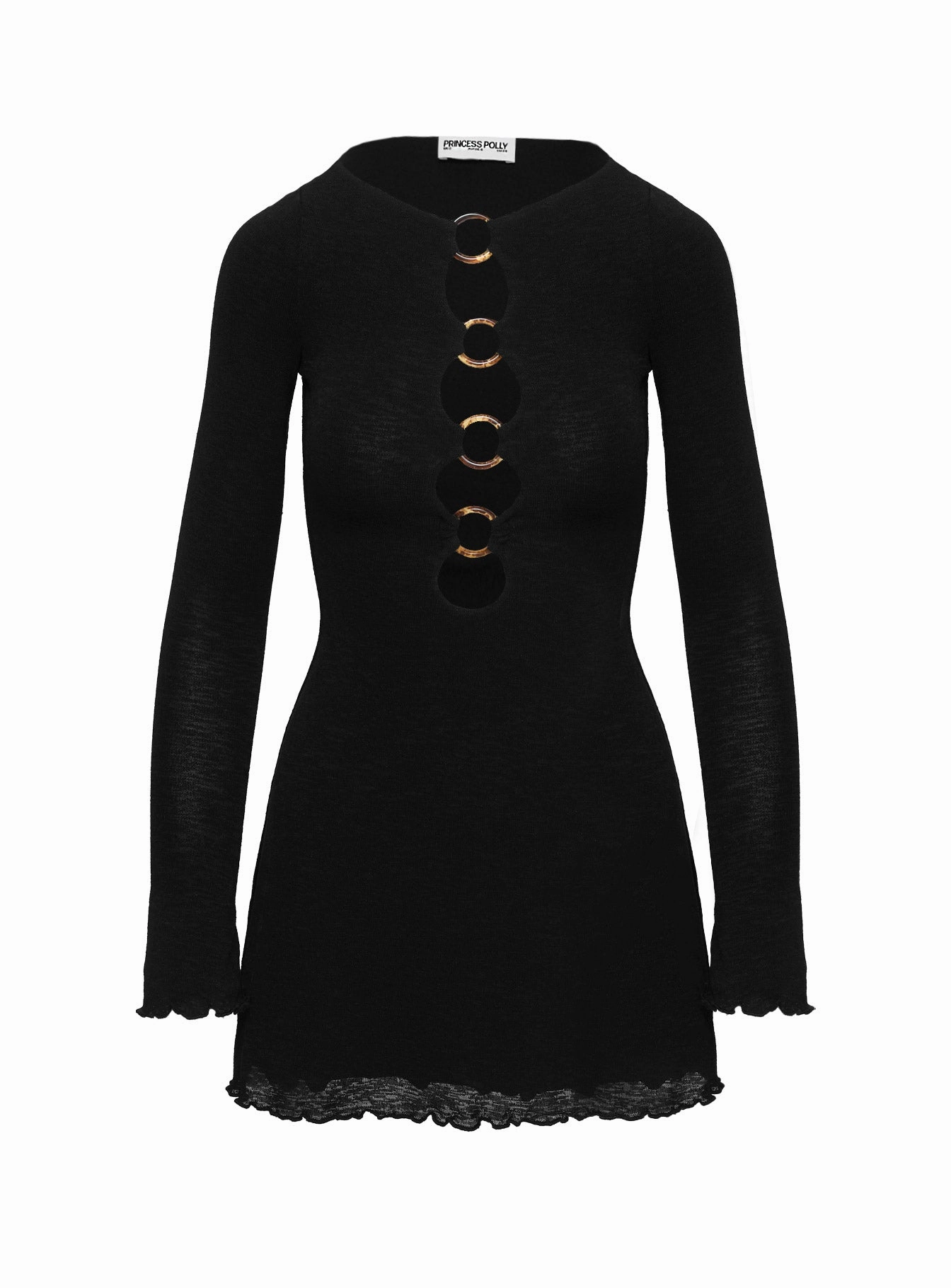 Dejonge Ring Mini Dress Black Comfortable texture Removable-Straps