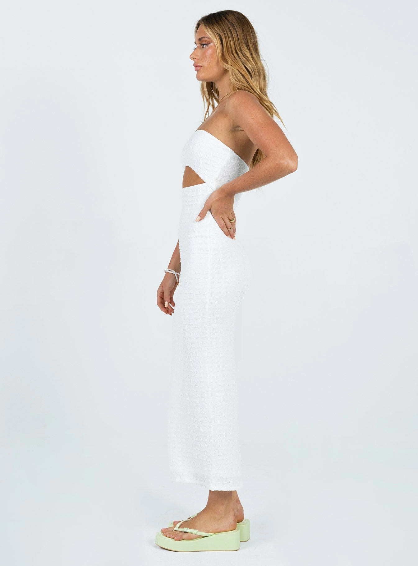 Talena Strapless Midi Dress White Light Aesthetic Modern Soft