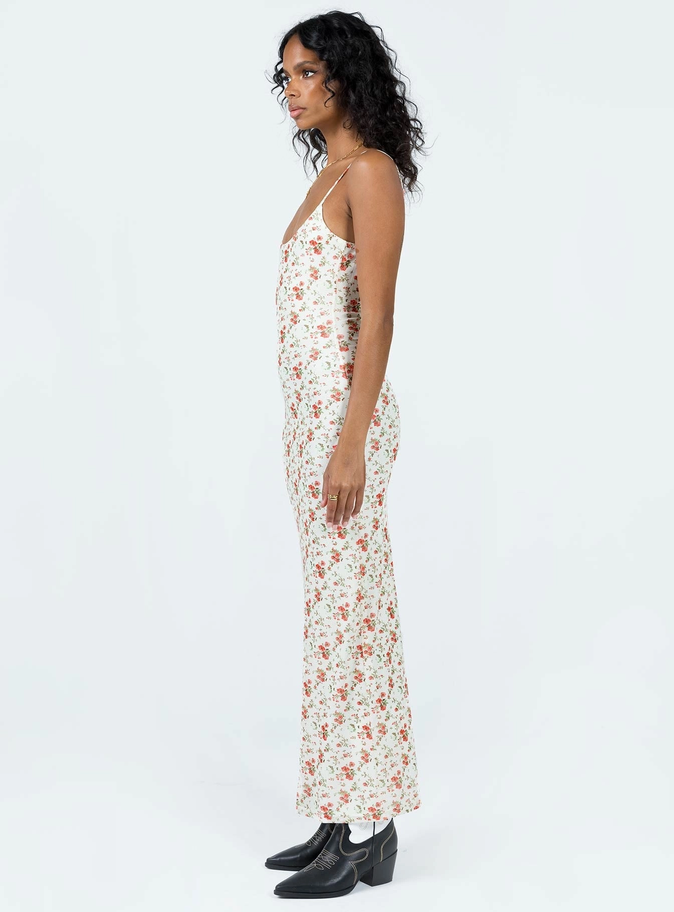 Fitted waist Knox Maxi Dress Beige Floral