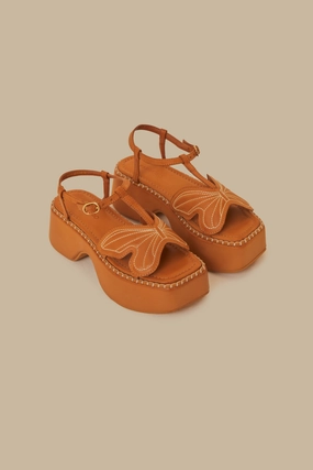 Light Tread Lightweight EVA Construction Caramel Butterfly Flatform Sandal