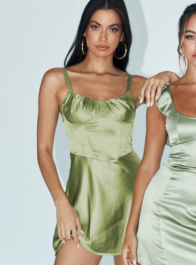 Stanton Corset Mini Dress Sage Side-Pocket