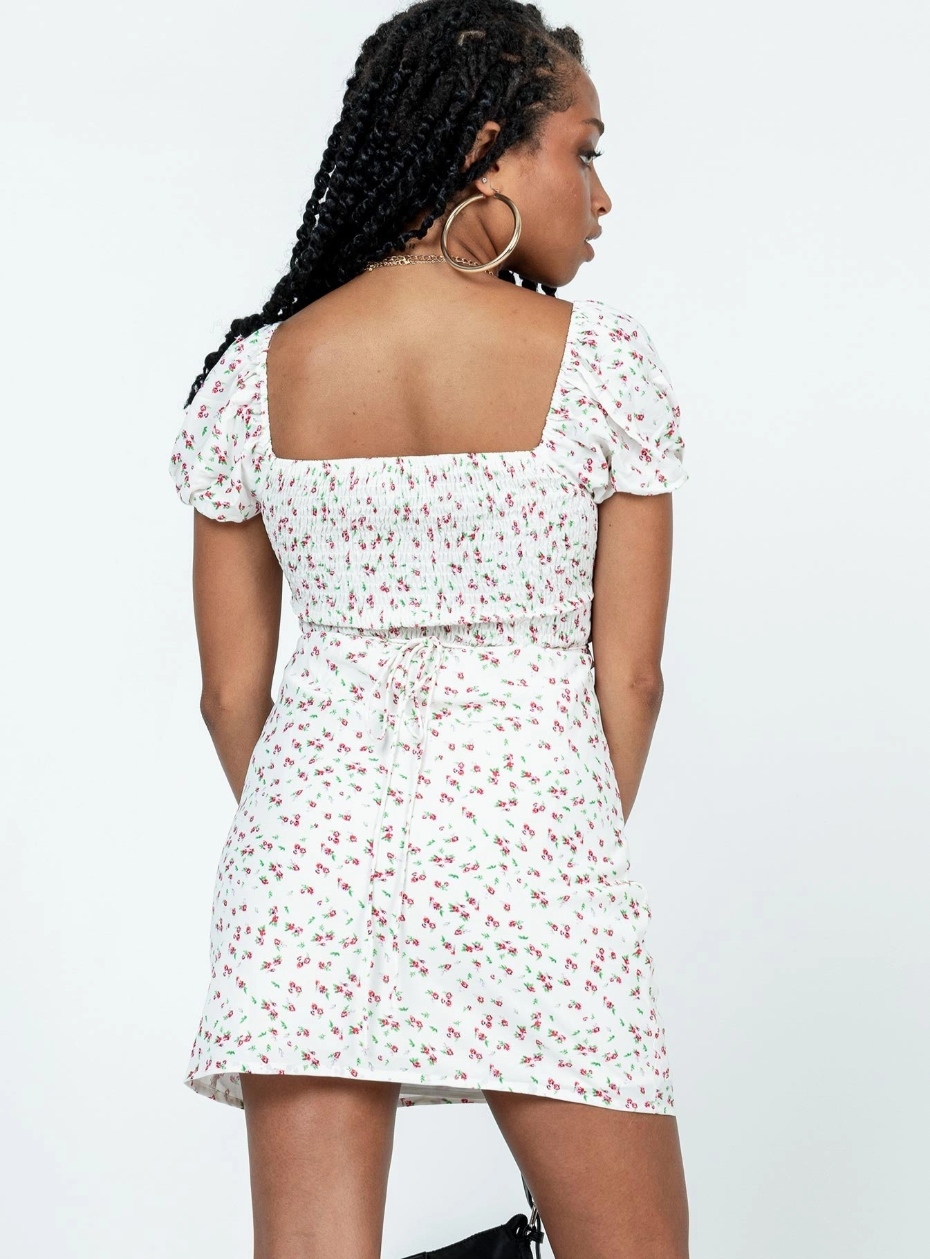 Nakita Mini Dress White Floral Skirt Flare