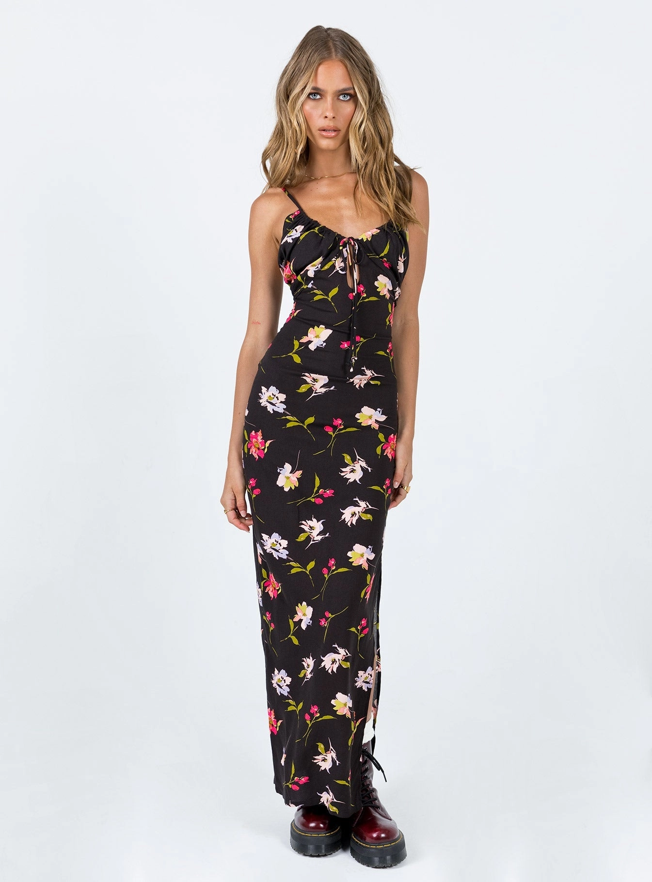 Brailey Maxi Dress Black Multi Noble Aura Easy Pick