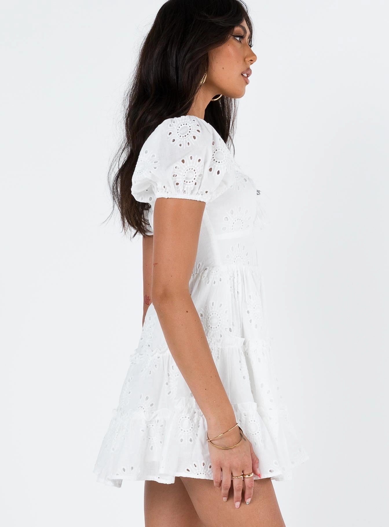 Lavine Mini Dress White Trendy Layer Open-back