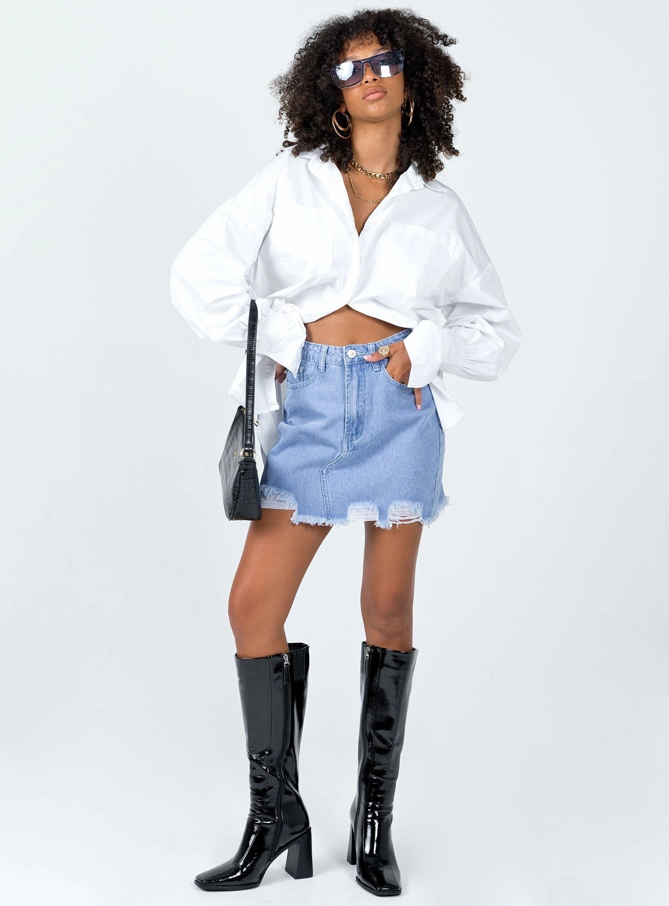 Wrap Front Giannia Denim Mini Skirt