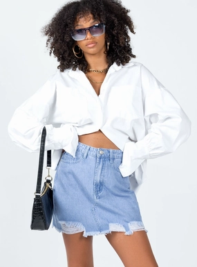 Easy Movement Refined Texture Giannia Denim Mini Skirt