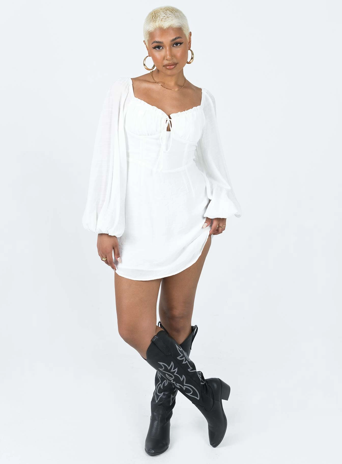 Milly Mini Dress White Relaxed fit wear Lower Hem