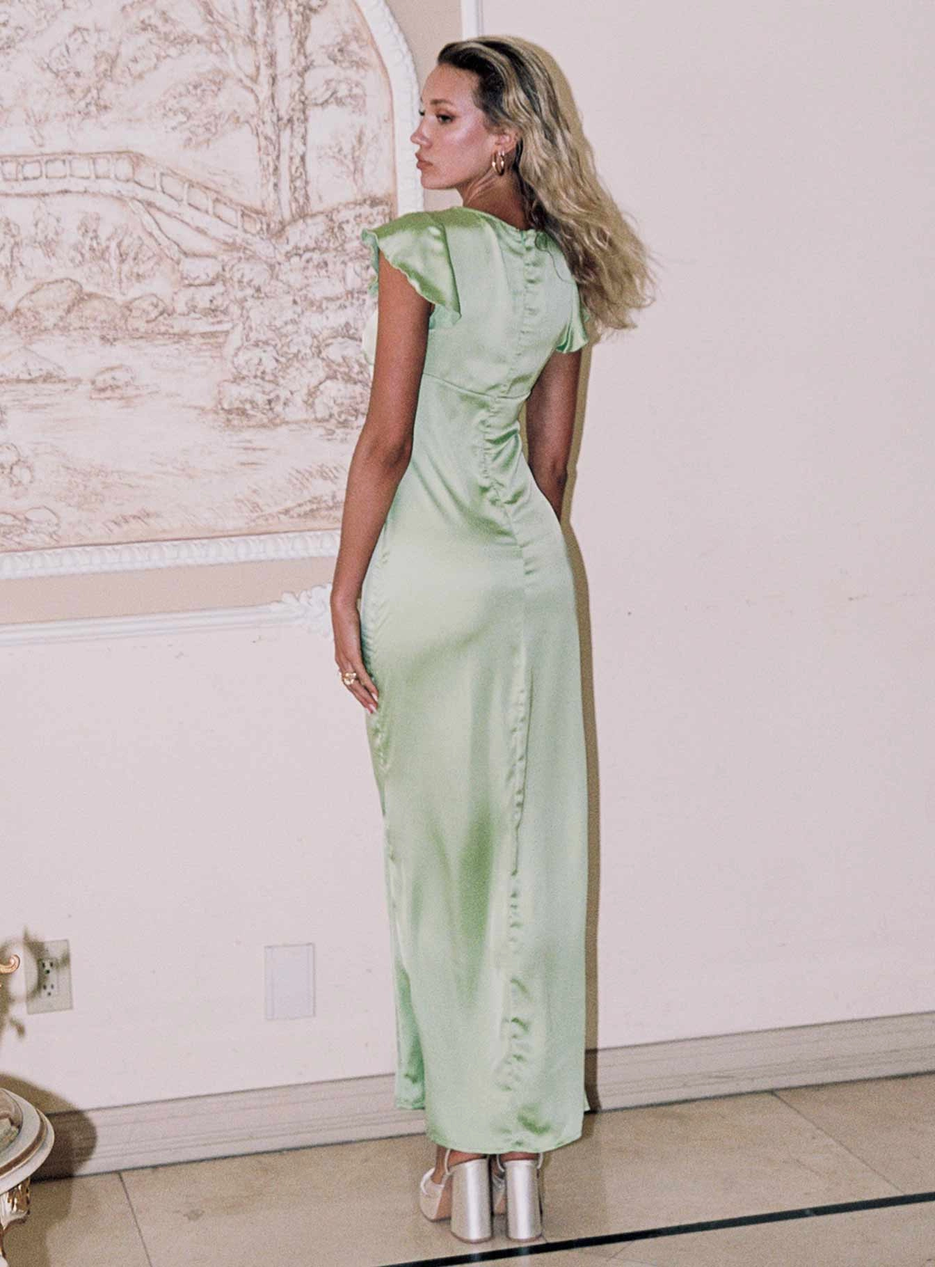 Everyday Piece Armas Lace Trim Maxi Dress Green
