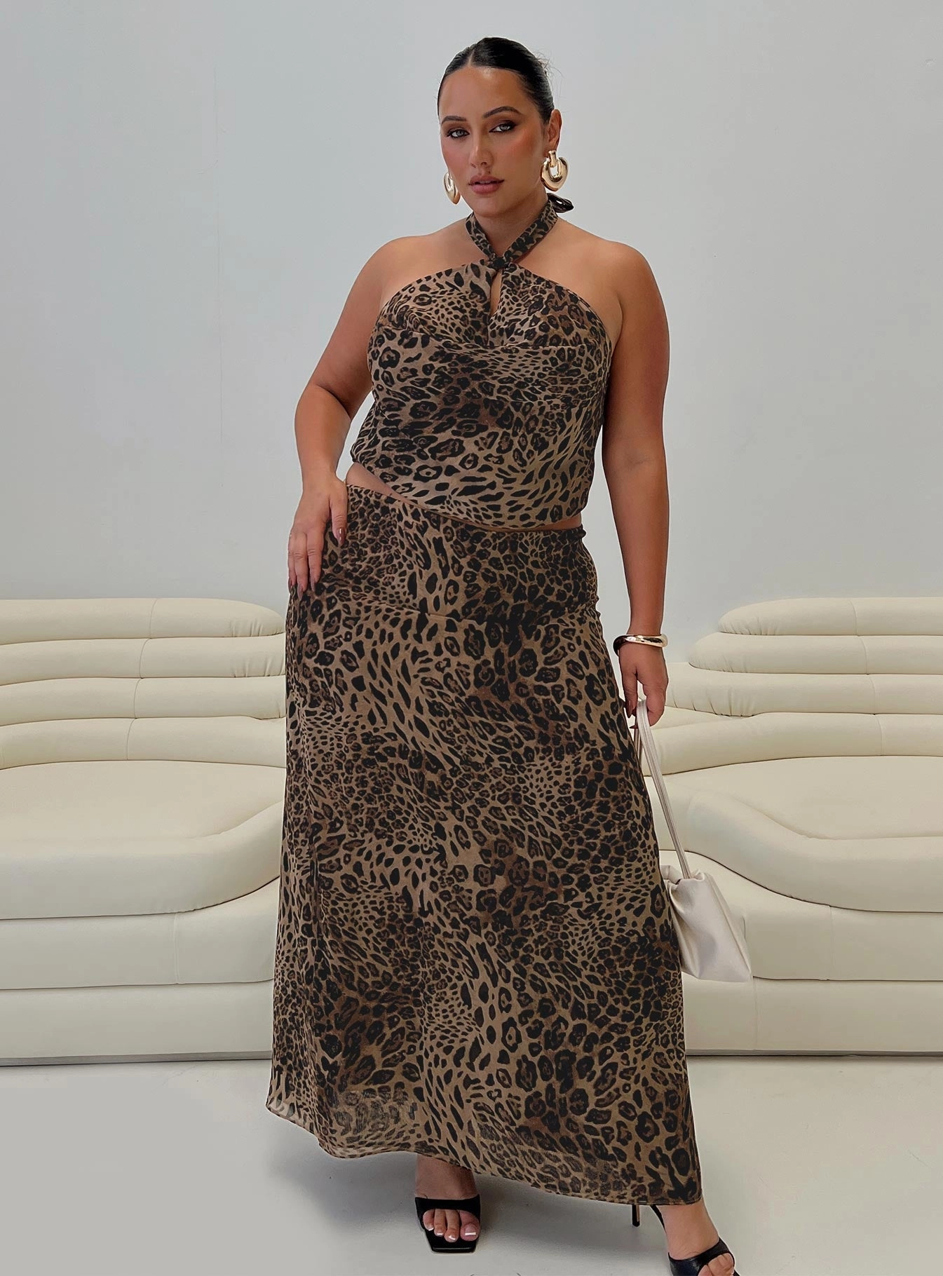 Eleganza Maxi Skirt Leopard Curve Chic Look Everyday Look
