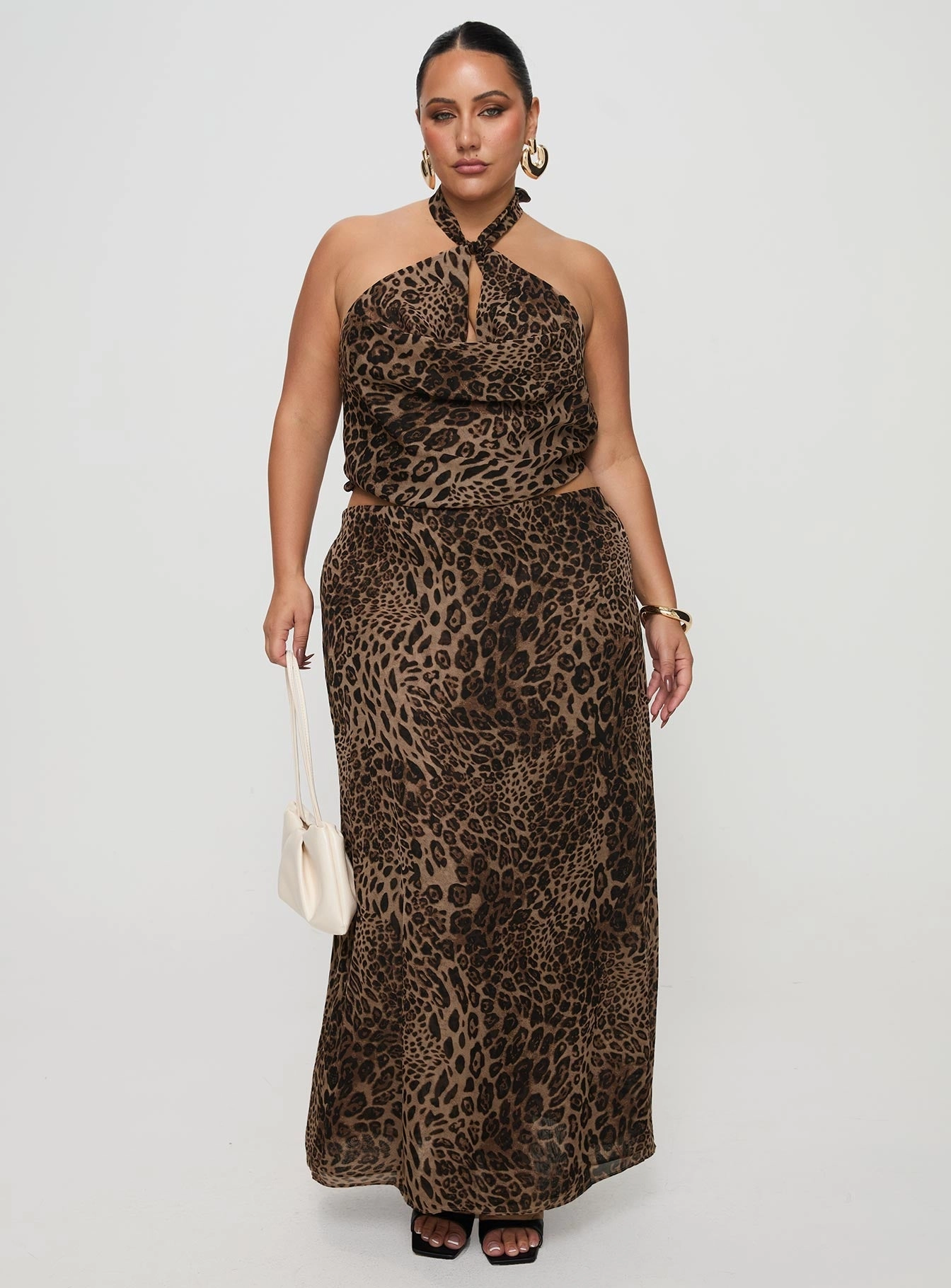 Eleganza Maxi Skirt Leopard Curve Refined Finish Weekend Vibes