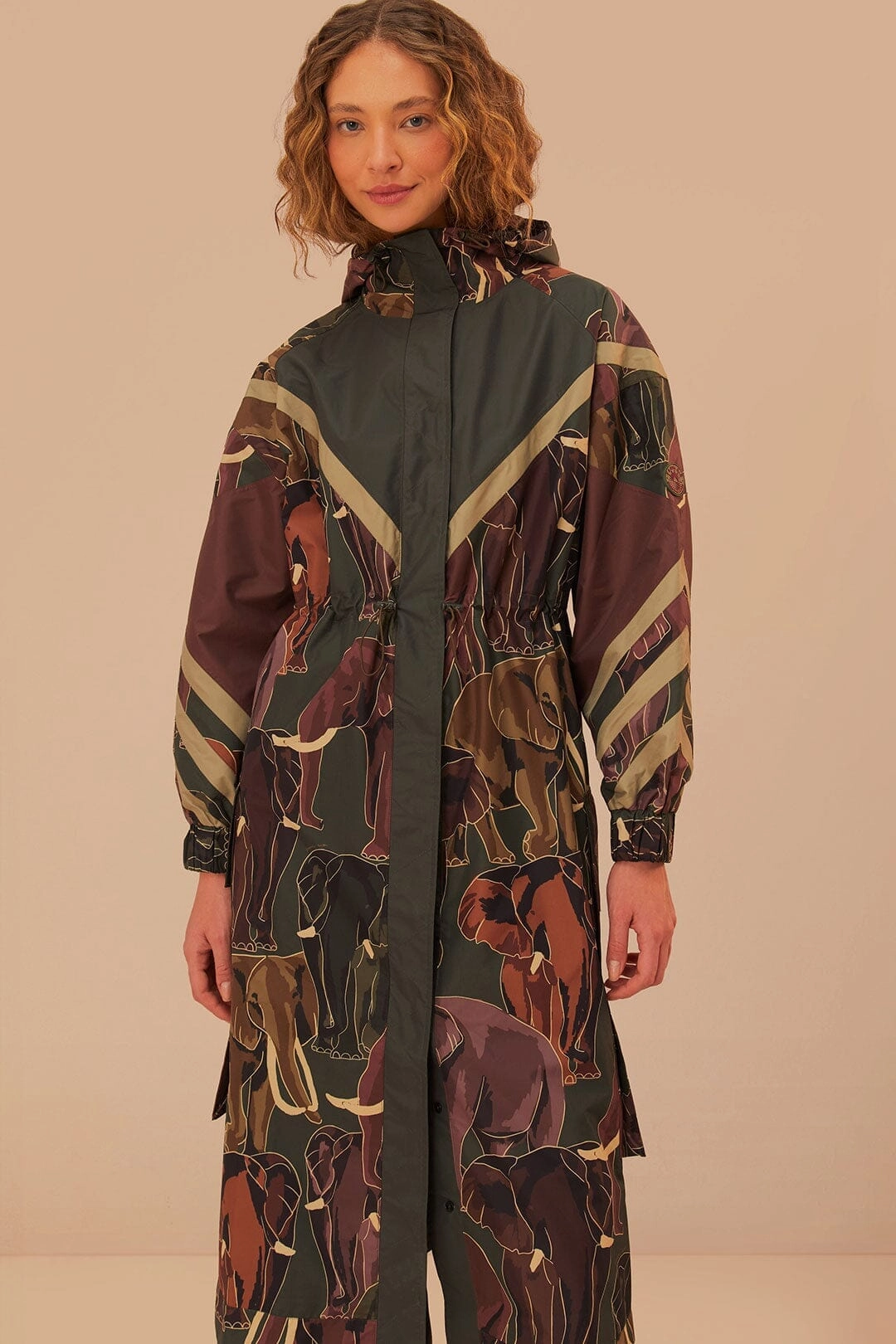 Modular Attachment Points Elephants Maxi Raincoat