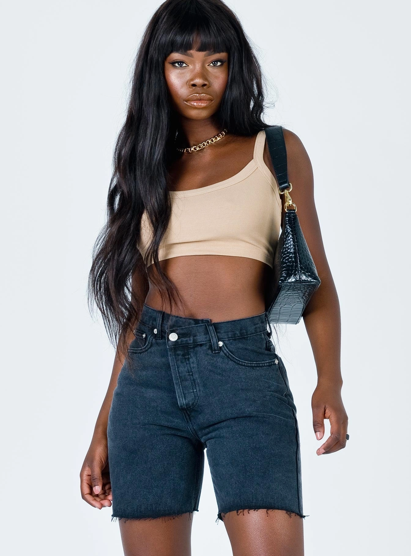 checked shorts Eliana Shorts Black