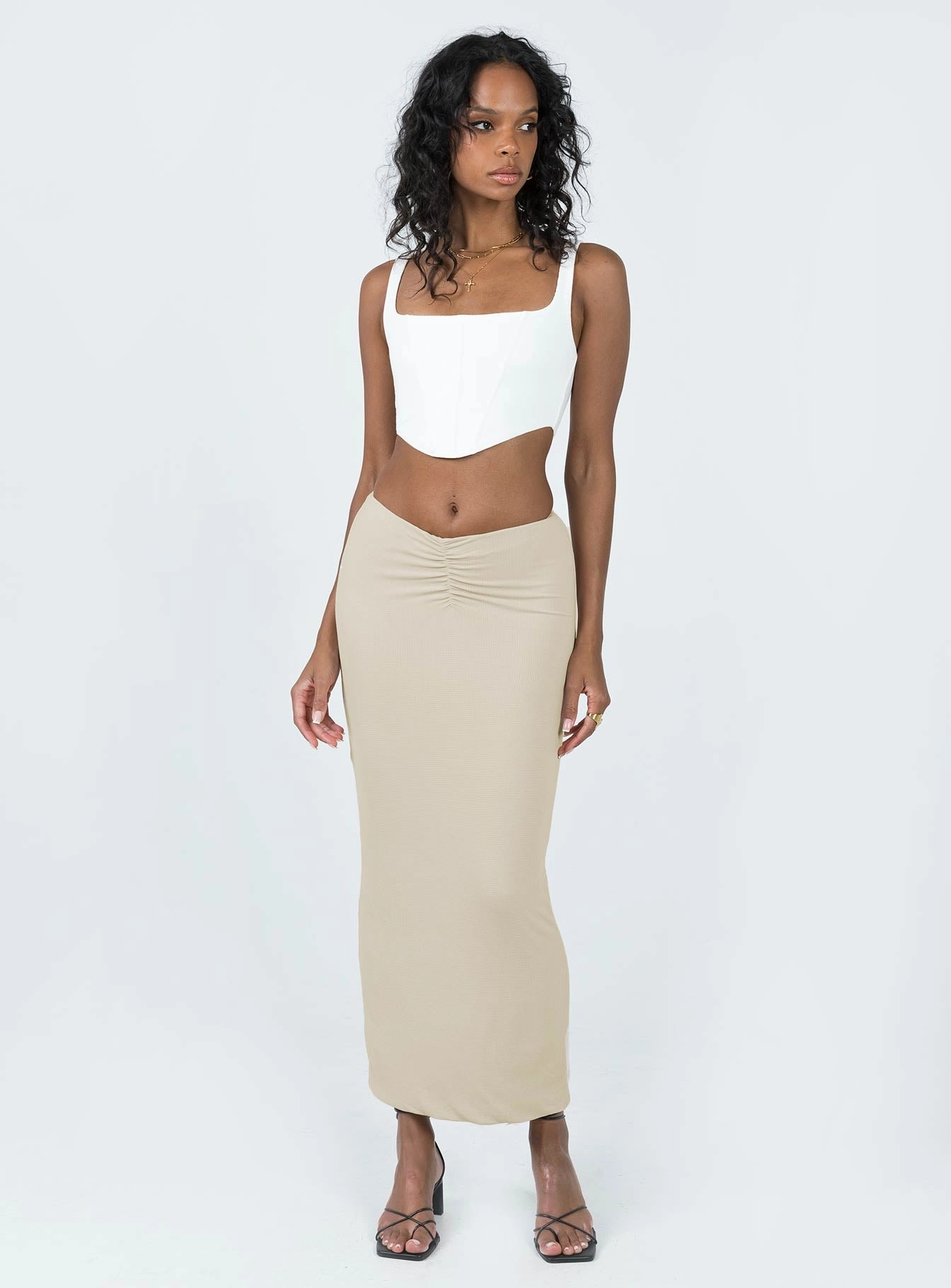 Elidy Maxi Skirt Beige Thermoregulating Fabric Odor control