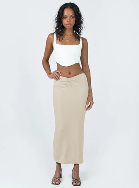 Casual Moments Lightweight Fabric Elidy Maxi Skirt Beige