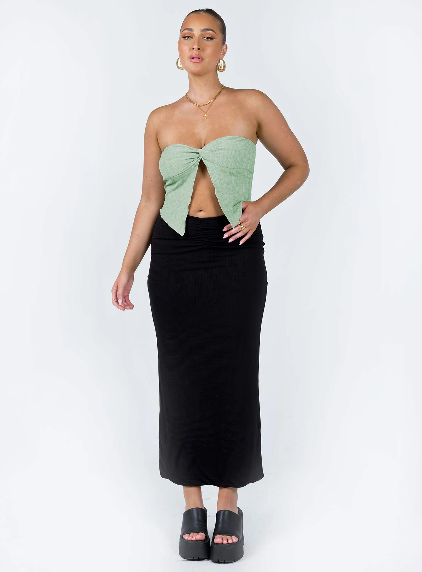 Elidy Maxi Skirt Black Tear Resistant Material Sustainable