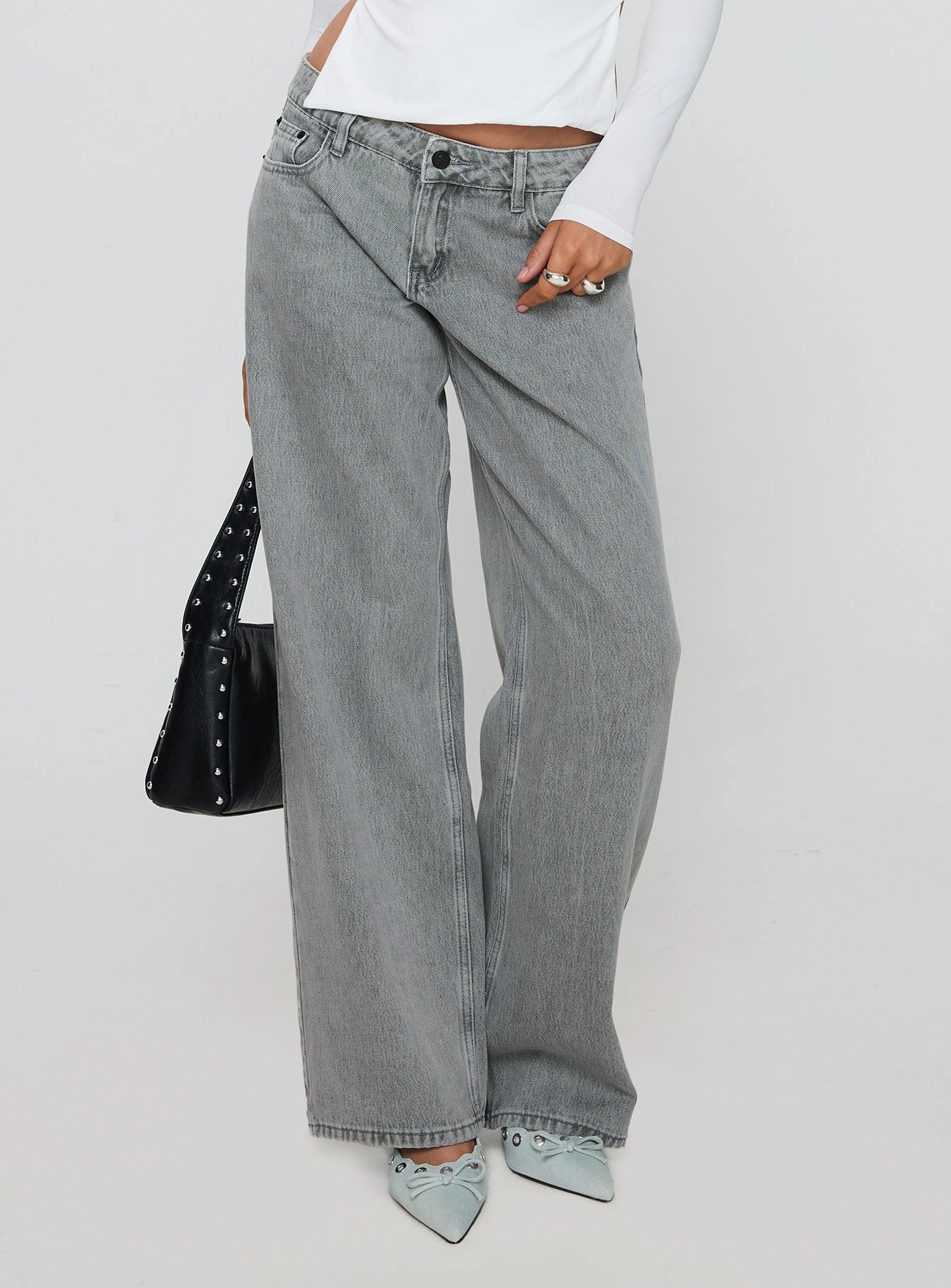 Youth Outfit Ellanor Low Rise Straight Leg Jeans Washed Grey Petite