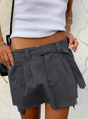 Elle Mini Skirt Grey ruffle trim