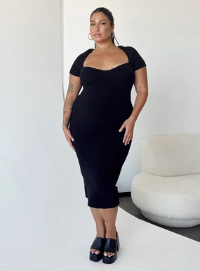Ellisen Midi Dress Black Curve Comfy Yet Stylish Smart Fit