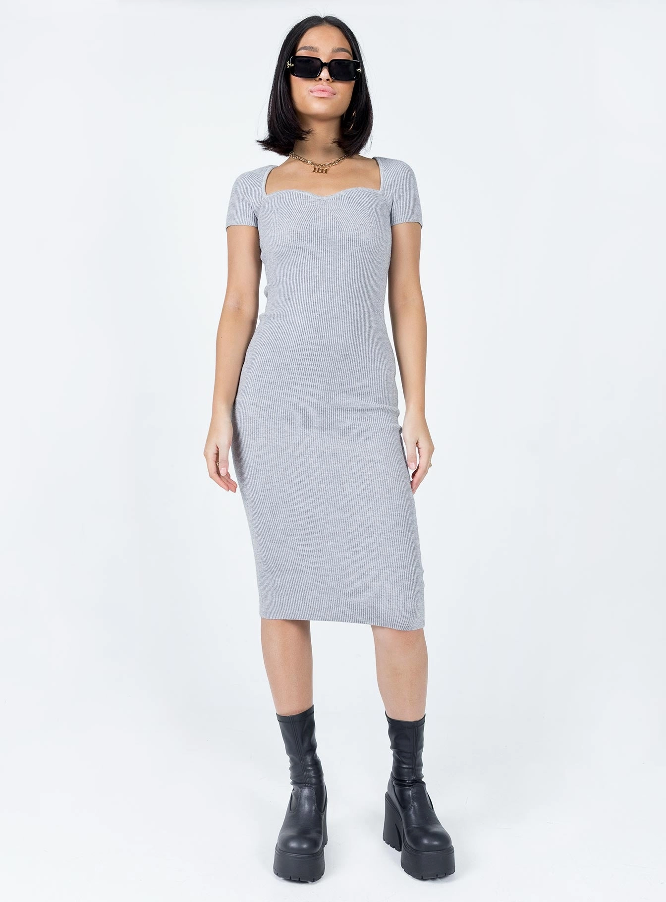 Urban Ready Style Upgrade Ellisen Midi Dress Grey