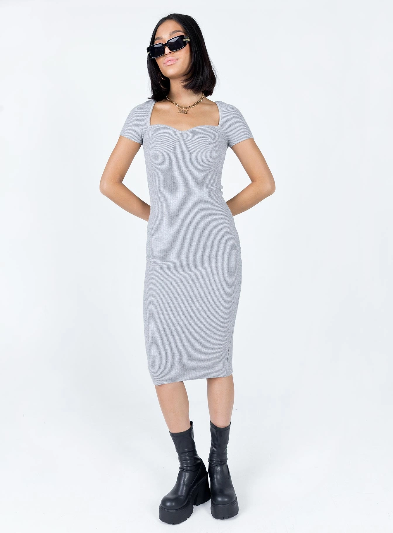 Lounge Cut Lux Look Ellisen Midi Dress Grey