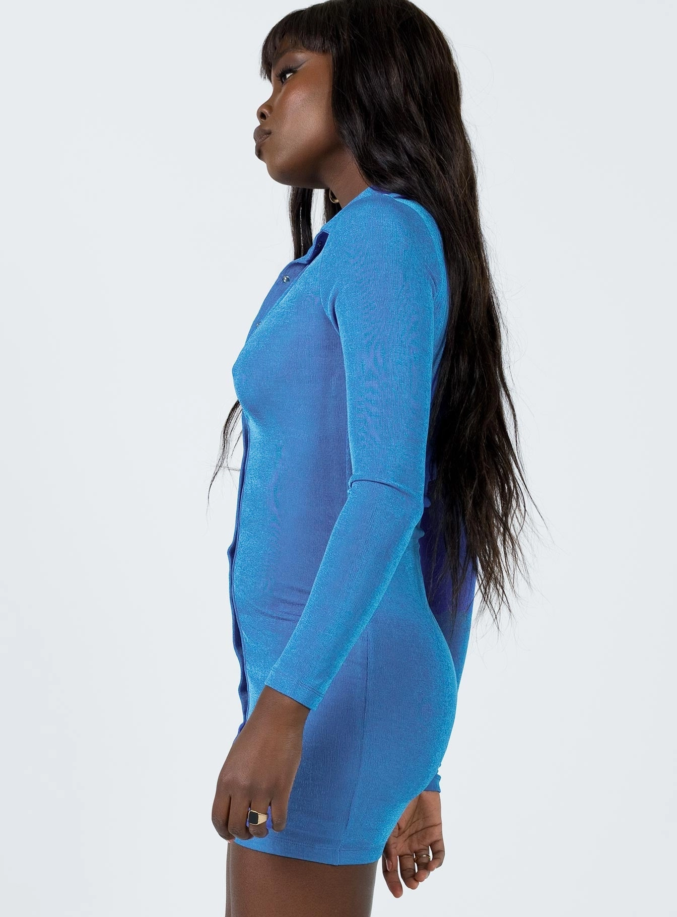 Elody Long Sleeve Mini Dress Blue Urban Favorite