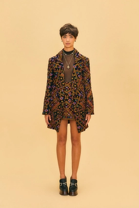 Minimal Design Embroidered Corduroy Mini Skirt