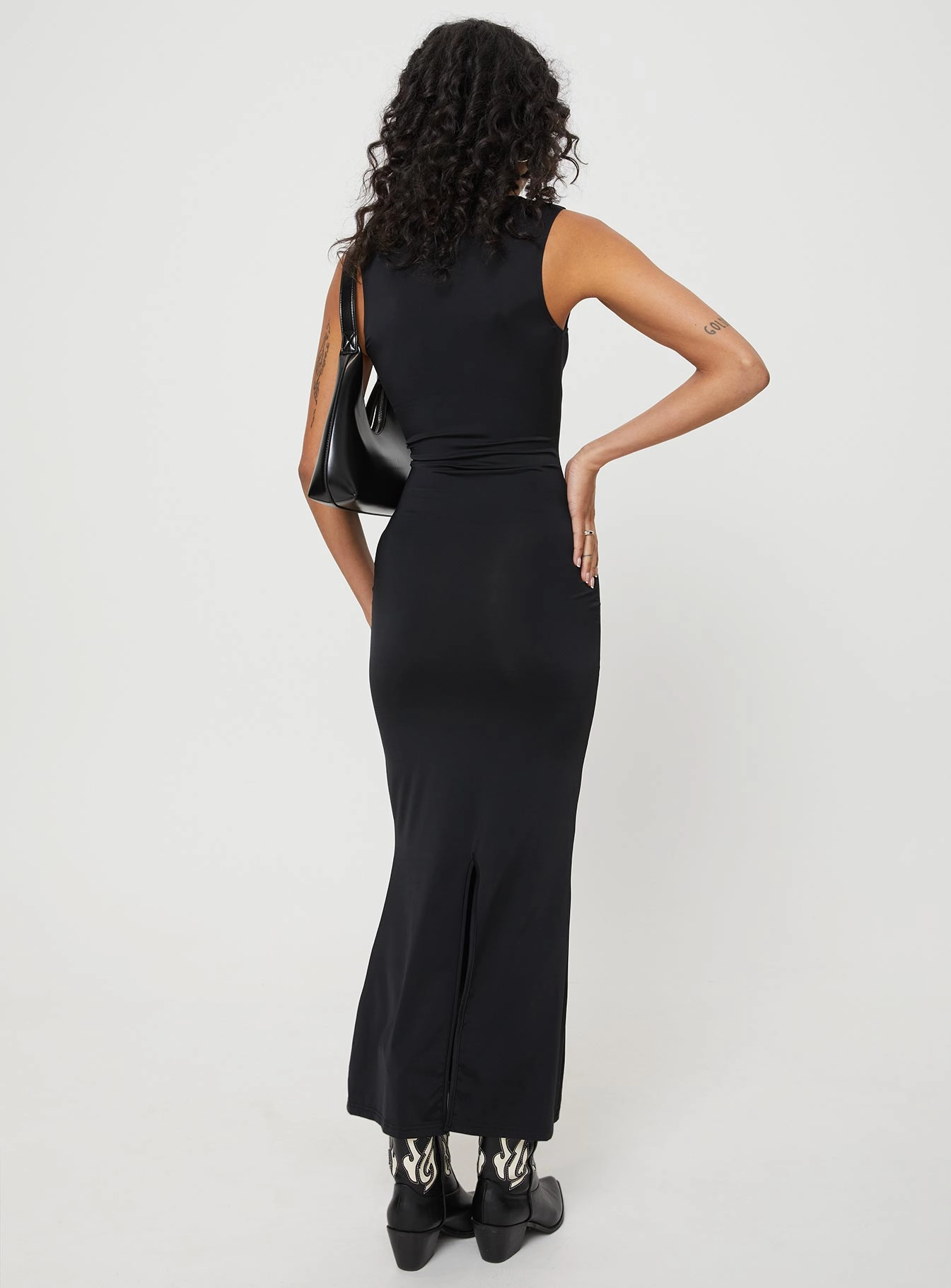Breathable Material Trendy Comfort Emili Maxi Dress Black
