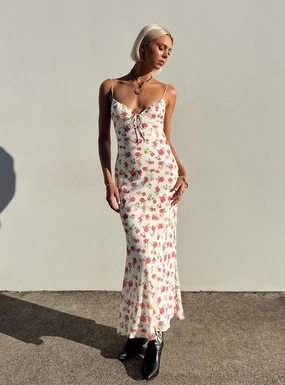Artistic Edge Satin-Sleeve Emily Maxi Dress Multi Floral