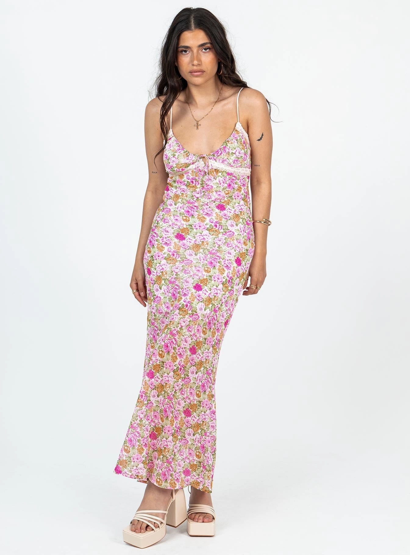 Work Vibe Emily Maxi Dress Pink Floral Petite